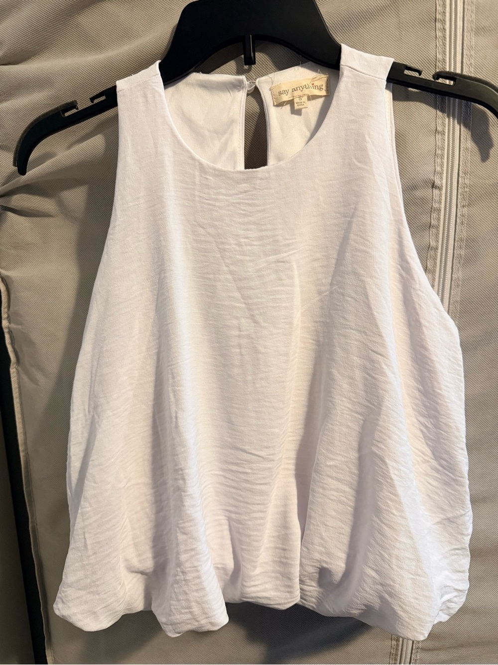 Say Anything White Bubble-Hem Sleeveless Camisole